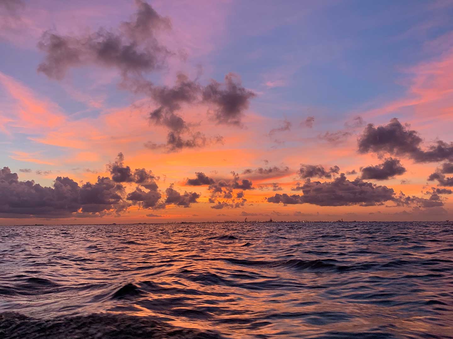 Sunset over Galveston bay