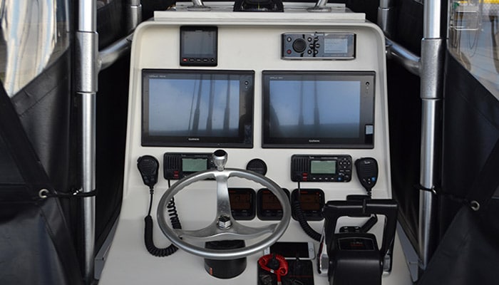 Cebter console of fishing boat